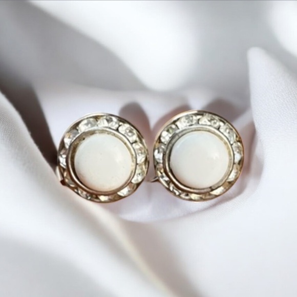 Vintage Silver Earrings, Marcasite Jewellery, Pearl Earrings, Screw Backs